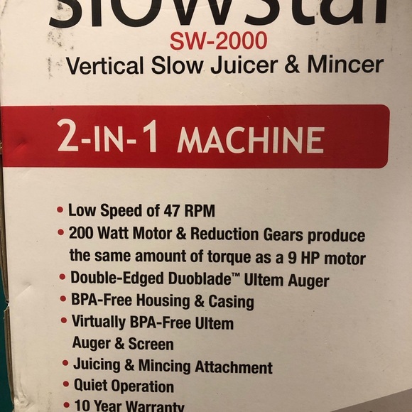 Tribest slow star sw-2000 vertical slow juicer and mincer - Picture 8 of 9